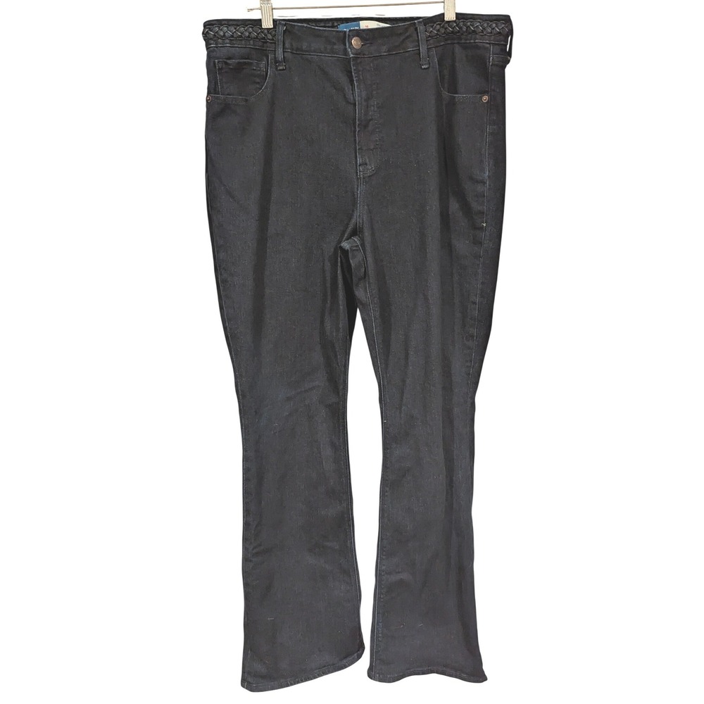 Old Navy Flare Jeans 16 Tall Dark Wash Braided Waist Extra High Rise Boho Retro
